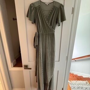 Baltic Born- velvet wrap maxi dress in sage green